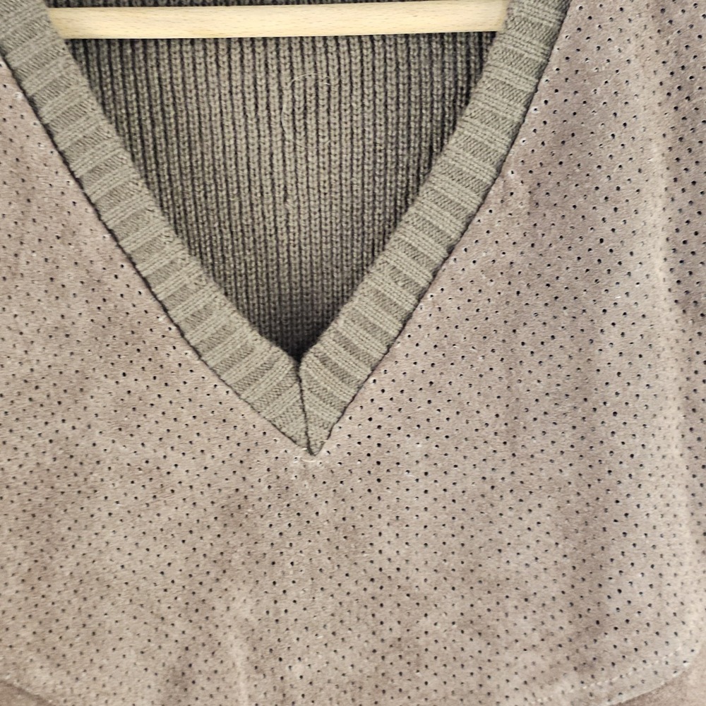 Vtg 70s Leather V Neck Sweater Cow Suede Brown Western Rockabilly Mens‎ XL - Picture 12 of 16